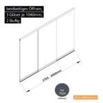 Glasschiebewand 2 läufig 3 Gläser je 1040mm beidseitig öffenbar in anthrazit/graphitgrau RAL 7024