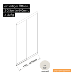 Glasschiebewand 2 läufig 2 Gläser je 640mm einseitig öffenbar in cremeweiß RAL 9001