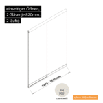 Glasschiebewand 2 läufig 2 Gläser je 820mm einseitig öffenbar in cremeweiß RAL 9001