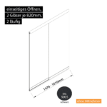 Glasschiebewand 2 läufig 2 Gläser je 820mm einseitig öffenbar in schwarz RAL 9005