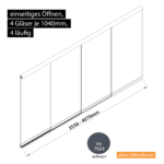 Glasschiebewand 4 läufig 4 Gläser je 1040mm einseitig öffenbar in anthrazit/graphitgrau RAL 7024