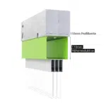 110mm Höhenreduktion durch Aluprofil für 3 spurige Glasschiebewand