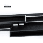 Glasschiebewand Positionierung der Mitnehmer in schwarz RAL 9005