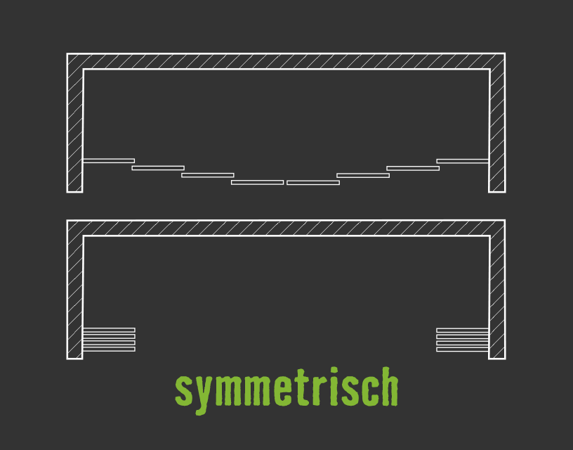 Glassschiebewand Icon fuer Oeffnungsvariante beidseitig symmetrisch