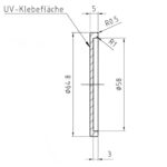 Technische Skizze der Klebehandgriffe rund in Edelstahl