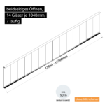 Glasschiebesystem 12064-14200mm 14x1040mm 7 spurig verkehrsweiß
