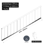 Glasschiebesystem 6784-7864mm 13x640mm 7 spurig mit Mitnehmer anthrazit