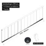 Glasschiebesystem 6784-7864mm 13x640mm 7 spurig mit Mitnehmer schwarz