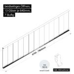 Glasschiebesystem 6784-7864mm 13x640mm 7 spurig mit Mitnehmer verkehrsweiß