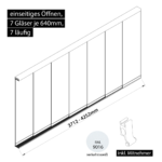 Glasschiebesystem 3712-4252mm 7x640mm 7 spurig mit Mitnehmer verkehrsweiß