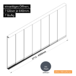 Glasschiebesystem 3712-4300mm 7x640mm 7 spurig  anthrazit