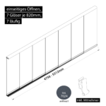 Glasschiebesystem 4756-5512mm 7x820mm 7 spurig mit Mitnehmer anthrazit