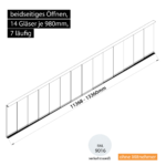 Glasschiebesystem 11368-13360mm 14x980mm 7 spurig verkehrsweiß