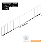 Glasschiebesystem 10388-12380mm 13x980mm 7 spurig verkehrsweiß