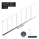 Glasschiebesystem 5684-6632mm 7x980mm 7 spurig mit Mitnehmer anthrazit