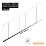 Glasschiebesystem 5684-6680mm 7x980mm 7 spurig verkehrsweiß